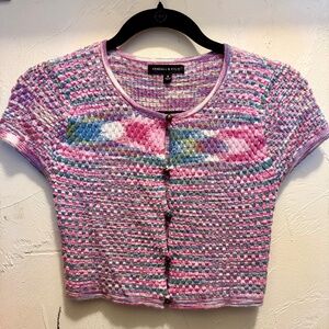 NWOT Kendall & Kylie Purple and Pink Short Sleeve Cardigan Sweater 🩷